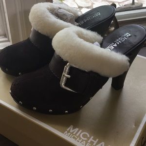 Michael Kors Brown Suede Clog with Fur